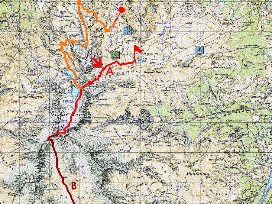 Kartenausschnitt Piz Sol